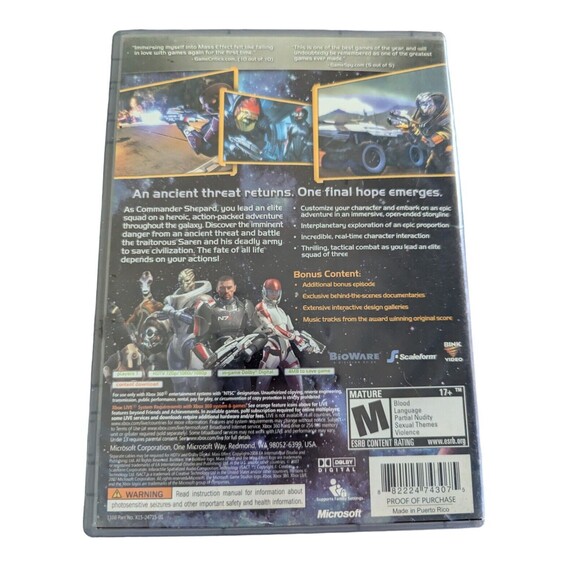 XBOX 360 Mass Effect  Complete Platinum Hits Blood Language Partial Nudity - Picture 2 of 4